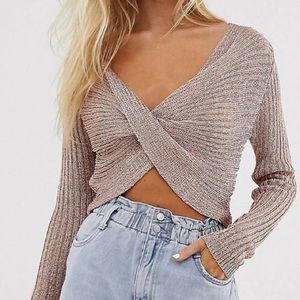 NWT New Look Knitted Metallic Top